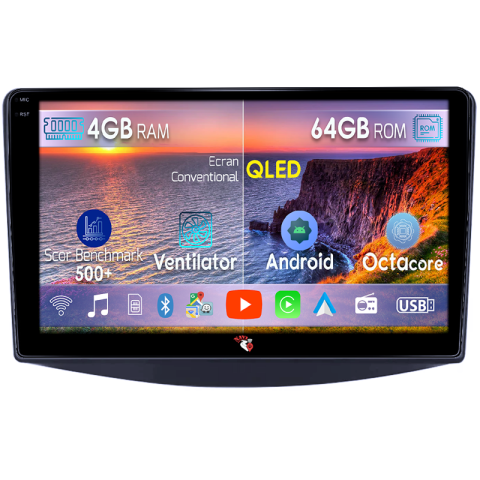 Navigatii Dedicate - Navigatie dedicata Mitsubishi Grandis 2003-2011, 4GB RAM 64GB ROM, Octacore, Android 14, Display QLED 9", DSP, Carplay&Android Auto, SIM 4G, Ventilator Activ