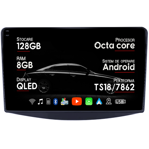 Navigatii Dedicate - Navigatie dedicata Mitsubishi Grandis 2003-2011, 8GB RAM 128GB ROM, Octacore, Platforma TS18, Android 14, Display QLED 9", Suporta camera 360", DSP, Carplay&AndroidAuto
