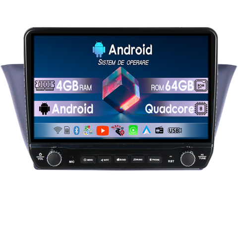 Navigatii Dedicate - Navigatie dedicata Iveco Klen, RV Tesla cu butoane rotative model 2024, 4GB RAM 64GB ROM, Procesor Quadcore, Android 14, Display QLED 10", DSP, Carplay&Android Auto