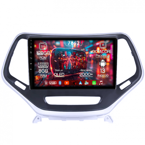 Cherokee 5 2014-2018 - Navigatie dedicata Jeep Cherokee 5 2014-2018, 8GB RAM 128GB ROM, Octacore, Platforma 7862,Android 13, Display QLED 9”, Suporta camera 360º, DSP, Carplay&Android Auto, SIM 4G, Ventilator Activ