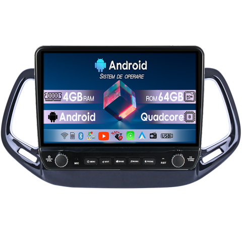 Navigatii Dedicate - Navigatie dedicata Jeep Compass 2016-2018 Tesla cu butoane rotative model 2024, 4GB RAM 64GB ROM, Procesor Quadcore, Android 14, Display QLED 10", DSP, Carplay&Android Auto