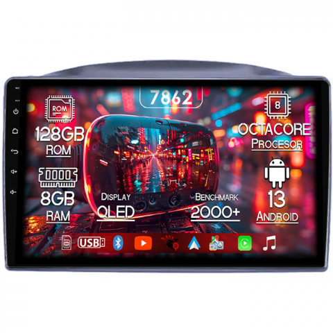 JEEP Grand Cherokee 2004-2007 - Navigatie dedicata Jeep Grand Cherokee 2005-2007, 8GB RAM 128GB ROM, Octacore, Platforma 7862,Android 13, Display QLED 9”, Suporta camera 360º, DSP, Carplay&Android Auto, SIM 4G, Ventilator Activ