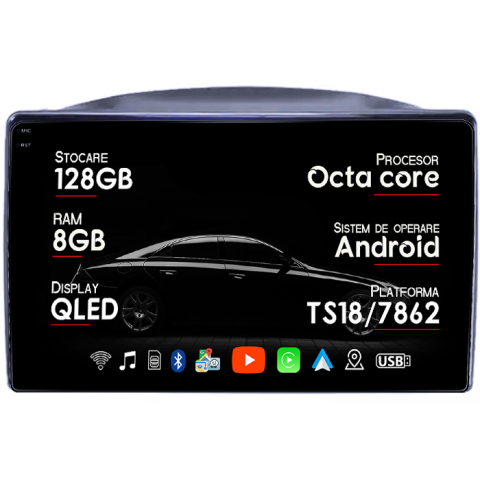 JEEP Grand Cherokee 2004-2007 - Navigatie dedicata Jeep Grand Cherokee 2005-2007, 8GB RAM 128GB ROM, Octacore, Platforma TS18, Android 13, Display QLED 9”, Suporta camera 360º, DSP, Carplay&Android Auto, SIM 4G, Ventilator Activ