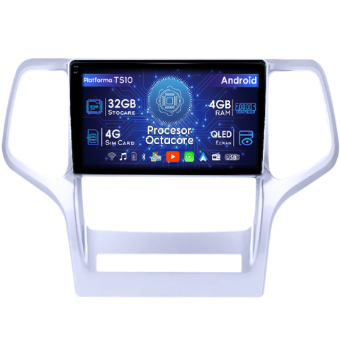 Grand Cherokee 2010-2013 - Navigatie dedicata Jeep Grand Cherokee 2010-2013, 4GB RAM 32GB ROM, Octacore, Android 14, Display QLED 1K 9", DSP, Carplay&Android Auto, SIM 4G, Bluetooth, Ventilator Activ
