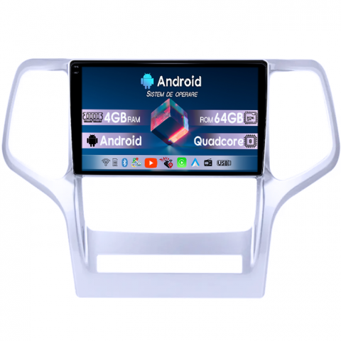 Navigatii Dedicate - Navigatie dedicata Jeep Grand Cherokee 2010-2013, 4GB RAM 64GB ROM, Quad Core, Display 9" QLED  Carplay, Android 14, Bluetooth, Magazin Play, Suport Camere AHD