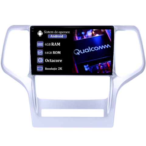 Grand Cherokee 2010-2013 - Navigatie dedicata Jeep Grand Cherokee 2010-2013, 4GB RAM 64GB ROM, Procesor Qualcomm Octacore, Android 14, Rezolutie 2K, Display QLED 9", DSP, Carplay&Android Auto, SIM 4G