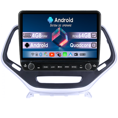 Navigatii Dedicate - Navigatie dedicata Jeep Grand Cherokee 2014-2018 Tesla cu butoane rotative model 2024, 4GB RAM 64GB ROM, Procesor Quadcore, Android 14, Display QLED 10", DSP, Carplay&Android Auto