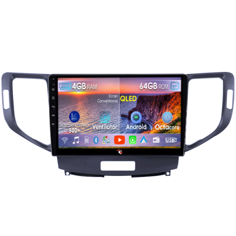 Accord 8 2008-2013 - Navigatie dedicata Honda Accord VIII 2008-2012, 4GB RAM 64GB ROM, Octacore, Android 14, Display QLED 9", DSP, Carplay&Android Auto, SIM 4G, Ventilator Activ