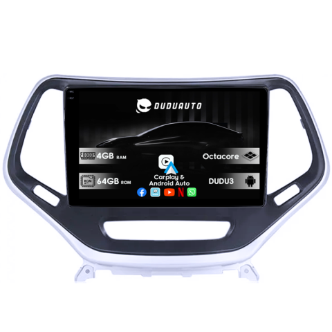 Cherokee 5 2014-2018 - Navigatie dedicata Jeep Cherokee 5 2014-2018, DUDU3, 4GB RAM 64GB ROM, Octacore, Platforma 8581, Android, Display QLED 9", DSP, Carplay&AndroidAuto