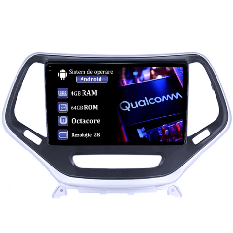 Grand Cherokee 2010-2013 - Navigatie dedicata Jeep Grand Cherokee 2014-2018, 4GB RAM 64GB ROM, Procesor Qualcomm Octacore, Android 14, Rezolutie 2K, Display QLED 10", DSP, Carplay&Android Auto, SIM 4G