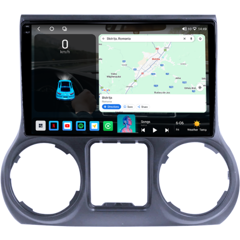 Navigatie dedicata JEEP Wrangler 2011- 2016, 4GB RAM 64GB ROM, Procesor Qualcomm Octacore, Android 14, Rezolutie 2K, Display QLED 10", DSP, Carplay&Android Auto, SIM 4G [1]