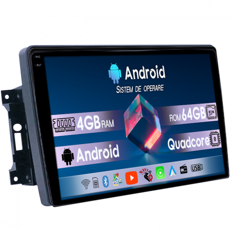 Navigatii Dedicate - Navigatie dedicata Jeep Wrangler Rubicon 2008-2010, 4GB RAM 64GB ROM, Quad Core, Display 10" QLED  Carplay, Android 14, Bluetooth, Magazin Play, Suport Camere AHD