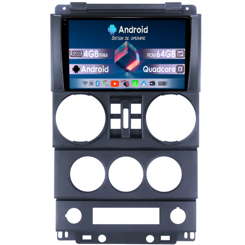 Navigatie dedicata Jeep Wrangler Rubicon 2008-2010, 4GB RAM 64GB ROM, Quad Core, Display 9" QLED 1K, Carplay, Android 14, Bluetooth, Magazin Play, Suport Camere AHD [2]