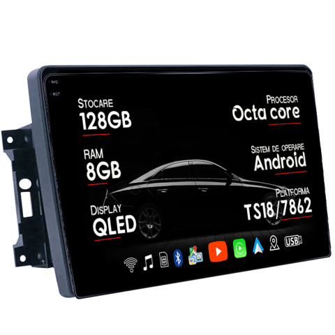Navigatii Dedicate - Navigatie dedicata Jeep Wrangler Rubicon 2008-2010, 8GB RAM 128GB ROM, Octacore, Platforma TS18, Android 14, Display QLED 10", Suporta camera 360", DSP, Carplay&Android Auto, SIM 4G, Ventilator Act