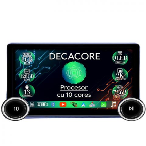 Volkswagen - Navigatie dedicata Matvey, 8GB RAM 128GB ROM, Decacore,Android 13, Display QLED 2K de 11.8”, Suporta camera 360º, Ventilator Activ, DSP, Carplay&Android Auto, SIM 4G