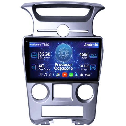 Carens 2007-2011 - Navigatie dedicata KIA Carens 2007-2011, 4GB RAM 32GB ROM, Octacore, Android 14, Display QLED 1K 9", DSP, Carplay&Android Auto, SIM 4G, Bluetooth, Ventilator Activ