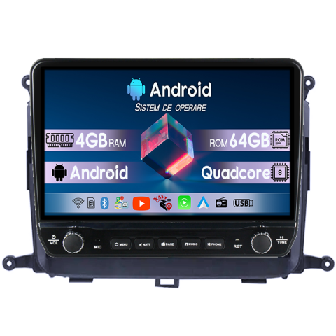 KIA Carens 2013-2018 - Navigatie dedicata KIA Carens 2013-2018 Tesla cu butoane rotative model 2024, 4GB RAM 64GB ROM, Procesor Quadcore, Android 14, Display QLED 10", DSP, Carplay&Android Auto