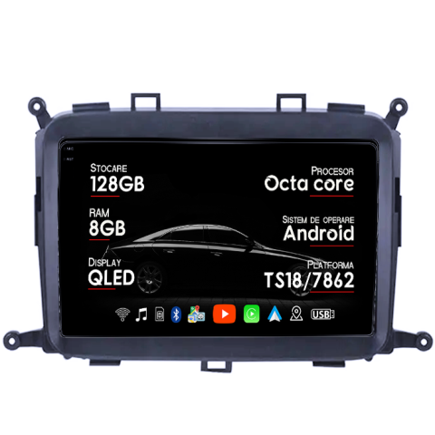 Navigatii Dedicate - Navigatie dedicata KIA Carens 2013-2018, 8GB RAM 128GB ROM, Octacore, Platforma TS18, Android 14, Display QLED 9", Suporta camera 360", DSP, Carplay&Android Auto, SIM 4G, Ventilator Activ