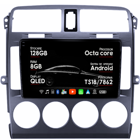 Navigatii Dedicate - Navigatie dedicata KIA Carnival 2002-2006 Black, 8GB RAM 128GB ROM, Octacore, Platforma TS18, Android 14, Display QLED 9", Suporta camera 360", DSP, Carplay&Android Auto, SIM 4G, Ventilator Activ