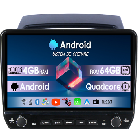 Carnival VQ 2006-2014 - Navigatie dedicata Kia Carnival VQ 2006-2014 Tesla cu butoane rotative model 2024, 4GB RAM 64GB ROM, Procesor Quadcore, Android 14, Display QLED 10", DSP, Carplay&Android Auto