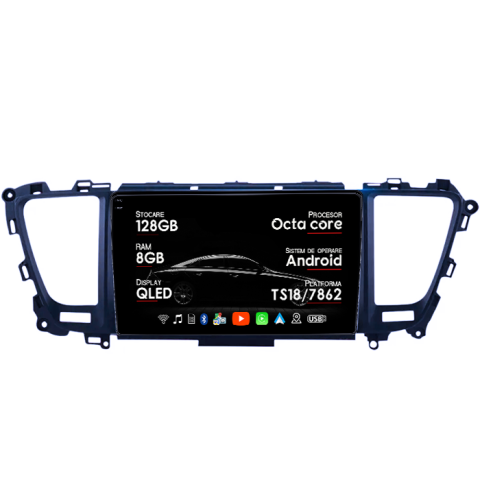 Navigatii Dedicate - Navigatie dedicata KIA Carnival 2014-2016/2017-2020, 8GB RAM 128GB ROM, Octacore, Platforma TS18, Android 14, Display QLED 9", Suporta camera 360", DSP, Carplay&Android Auto, SIM 4G, Ventilator Act