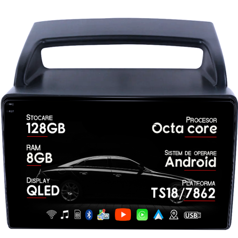 Navigatii Dedicate - Navigatie dedicata KIA Carnival VQ 2006-2014, 8GB RAM 128GB ROM, Octacore, Platforma TS18, Android 14, Display QLED 9", Suporta camera 360", DSP, Carplay&Android Auto, SIM 4G, Ventilator Activ