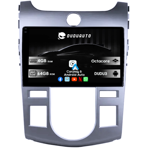 Forte Cerato 2008-2013 - Navigatie dedicata Kia Forte Cerato 2008-2013, Black, DUDU3, 4GB RAM 64GB ROM, Octacore, Platforma 8581, Android, Display QLED 9", DSP, Carplay&AndroidAuto