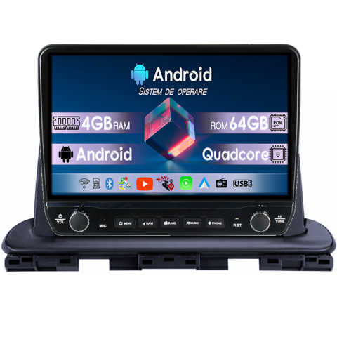 Navigatii Dedicate - Navigatie dedicata Kia Cerato 2018-2021 Tesla cu butoane rotative model 2024, 4GB RAM 64GB ROM, Procesor Quadcore, Android 14, Display QLED 10", DSP, Carplay&Android Auto
