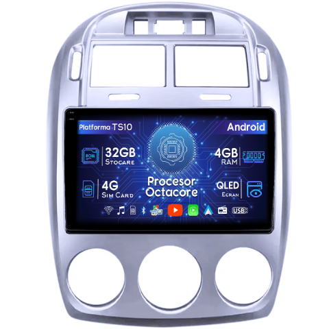 Cerato 2005-2006 - Navigatie dedicata Kia Cerato 2005-2006, 4GB RAM 32GB ROM, Octacore, Android 14, Display QLED 1K 9", DSP, Carplay&Android Auto, SIM 4G, Bluetooth, Ventilator Activ