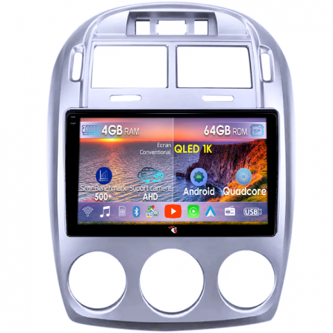 Cerato 2005-2006 - Navigatie dedicata Kia Cerato 2005-2006, 4GB RAM 64GB ROM, Octacore, Android 14, Display QLED 1K 9", Carplay&Android Auto, SIM 4G, Ventilator Activ