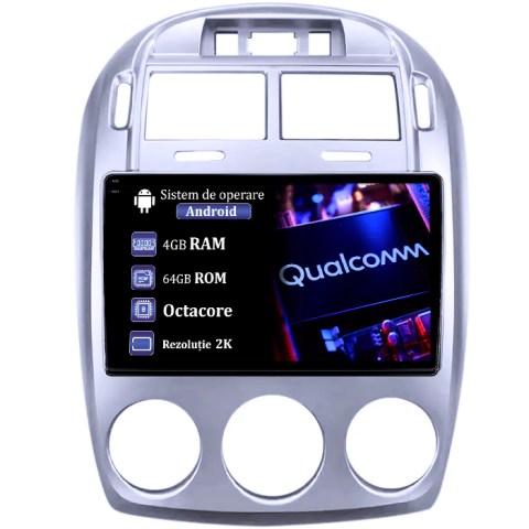Cerato 2005-2006 - Navigatie dedicata Kia Cerato 2005-2006, 4GB RAM 64GB ROM, Procesor Qualcomm Octacore, Android 14, Rezolutie 2K, Display QLED 9", DSP, Carplay&Android Auto, SIM 4G