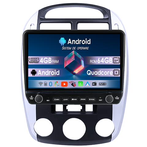 Cerato 2004-2008 - Navigatie dedicata Kia Cerato 2004-2008 Tesla cu butoane rotative model 2024, 4GB RAM 64GB ROM, Procesor Quadcore, Android 14, Display QLED 10", DSP, Carplay&Android Auto