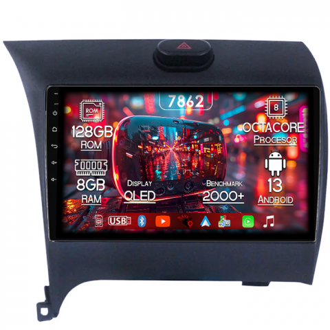 Kia - Navigatie dedicata Kia Cerato 2013-2017, 8GB RAM 128GB ROM, Octacore, Platforma 7862,Android 13, Display QLED 9”, Suporta camera 360º, DSP, Carplay&Android Auto, SIM 4G, Ventilator Activ
