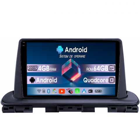 Kia Cerato 2018-2021 - Navigatie dedicata Kia Cerato 2018-2021, 4GB RAM 64GB ROM, Quad Core, Display 9" QLED 1K, Carplay, Android 14, Bluetooth, Magazin Play, Suport Camere AHD