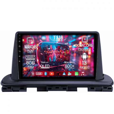 Kia Cerato 2018-2021 - Navigatie dedicata Kia Cerato 2018-2021, 8GB RAM 128GB ROM, Octacore, Platforma TS18, Android 13, Display QLED 9”, Suporta camera 360º, DSP, Carplay&Android Auto, SIM 4G, Ventilator Activ