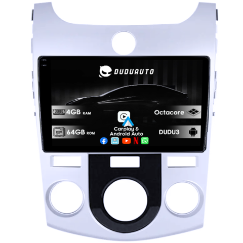 Forte Cerato 2008-2013 - Navigatie dedicata Kia Forte Cerato 2008-2013, Silver, DUDU3, 4GB RAM 64GB ROM, Octacore, Platforma 8581, Android, Display QLED 9", DSP, Carplay&AndroidAuto