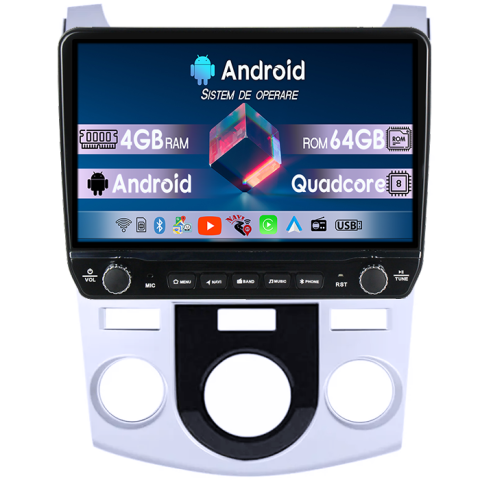 Forte Cerato 2008-2013 - Navigatie dedicata Kia Forte Cerato 2008-2013 Tesla cu butoane rotative model 2024, 4GB RAM 64GB ROM, Procesor Quadcore, Android 14, Display QLED 10", DSP, Carplay&Android Auto