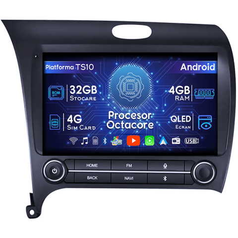 KIA K3 2013-2018 - Navigatie dedicata KIA K3 2013-2018, 4GB RAM 32GB ROM, Octacore, Android 14, Display QLED 1K 9", DSP, Carplay&Android Auto, SIM 4G, Bluetooth, Ventilator Activ