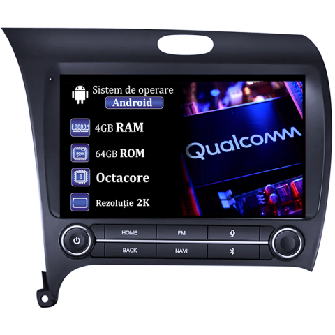 KIA K3 2013-2018 - Navigatie dedicata KIA K3 2013-2018, 4GB RAM 64GB ROM, Procesor Qualcomm Octacore, Android 14, Rezolutie 2K, Display QLED 9", DSP, Carplay&Android Auto, SIM 4G