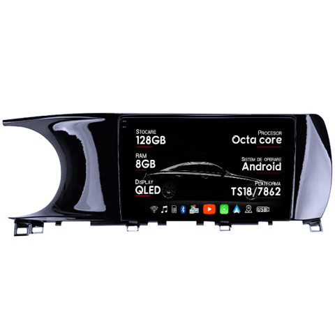 Navigatii Dedicate - Navigatie dedicata KIA K5 3 2020-2021, 8GB RAM 128GB ROM, Octacore, Platforma TS18, Android 14, Display QLED 10", Suporta camera 360", DSP, Carplay&Android Auto, SIM 4G, Ventilator Activ