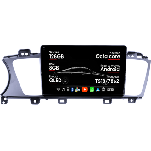 Navigatii Dedicate - Navigatie dedicata Kia K7 Cadenza 2013-2017, 8GB RAM 128GB ROM, Octacore, Platforma TS18, Android 14, Display QLED 9", Suporta camera 360", DSP, Carplay&Android Auto, SIM 4G, Ventilator Activ