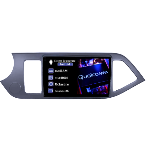Kia - Navigatie dedicata Kia Morning Picanto 2011-2017, Black, 4GB RAM 64GB ROM, Procesor Qualcomm Octacore, Android 14, Rezolutie 2K, Display QLED 9", DSP, Carplay&Android Auto, SIM 4G