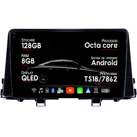 Navigatii Dedicate - Navigatie dedicata KIA Morning picanto 2017-2020, 8GB RAM 128GB ROM, Octacore, Platforma TS18, Android 14, Display QLED 9", Suporta camera 360", DSP, Carplay&Android Auto, SIM 4G, Ventilator Activ