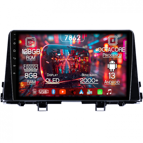 Kia - Navigatie dedicata KIA Morning picanto 2017-2020, 8GB RAM 128GB ROM, Octacore, Platforma 7862,Android 13, Display QLED 9”, Suporta camera 360º, DSP, Carplay&Android Auto, SIM 4G, Ventilator Activ
