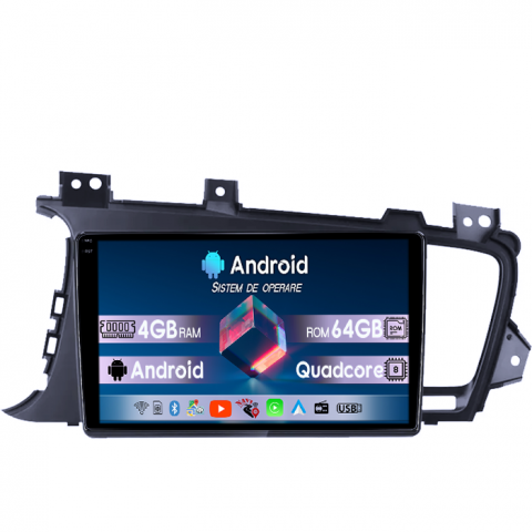 Optima 2011-2014 - Navigatie dedicata Kia Optima 2011-2014, 4GB RAM 64GB ROM, Quad Core, Display 9" QLED 1K, Carplay, Android 14, Bluetooth, Magazin Play, Suport Camere AHD