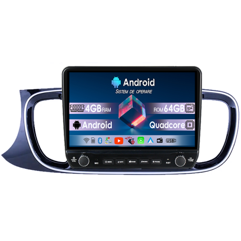 Navigatii Dedicate - Navigatie dedicata Kia Pegas 2018-2020 Tesla cu butoane rotative model 2024, 4GB RAM 64GB ROM, Procesor Quadcore, Android 14, Display QLED 10", DSP, Carplay&Android Auto