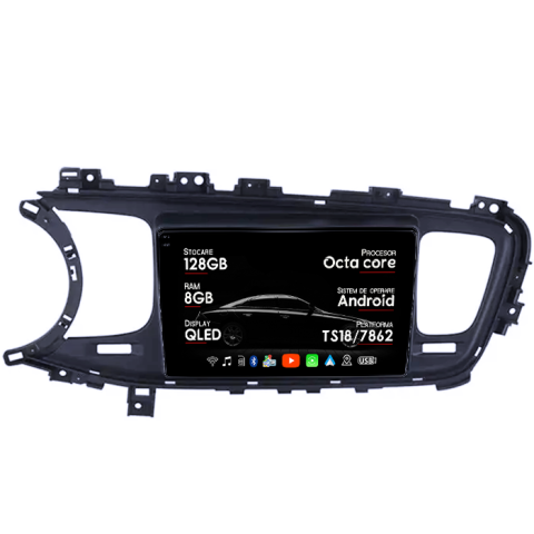 Navigatii Dedicate - Navigatie dedicata Kia Optima K5 2013-2015, Black, 8GB RAM 128GB ROM, Octacore, Platforma TS18, Android 14, Display QLED 9", Suporta camera 360", DSP, Carplay&Android Auto, SIM 4G, Ventilator Activ