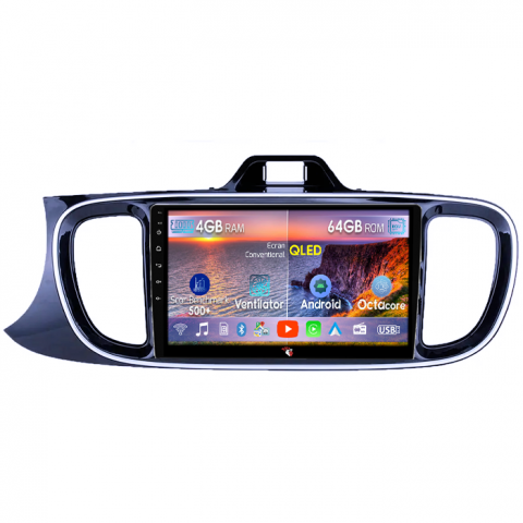 Kia Pegas 2018-2020 - Navigatie dedicata Kia Pegas 2018-2020, 4GB RAM 64GB ROM, Octacore, Android 14, Display QLED 9", DSP, Carplay&Android Auto, SIM 4G, Ventilator Activ