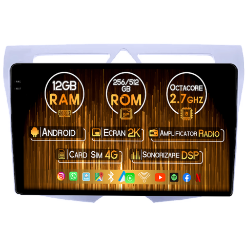 Picanto 2004-2011 - Navigatie dedicata Kia Picanto 2007-2011, 12GB RAM 256GB ROM, Android 14, Rezolutie 2K, Display QLED, 9", DSP, Carplay, Android Auto, Internet, Youtube, Waze, Wi Fi, USB