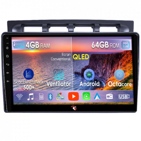 Picanto 2004-2011 - Navigatie dedicata Kia Picanto 2004-2007, 4GB RAM 64GB ROM, Octacore, Android 14, Display QLED 9", DSP, Carplay&Android Auto, SIM 4G, Ventilator Activ